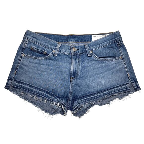 Rag & Bone TULLY Released Frayed Hem Cut Off Distressed Denim Jean Shorts 26 - Picture 6 of 10